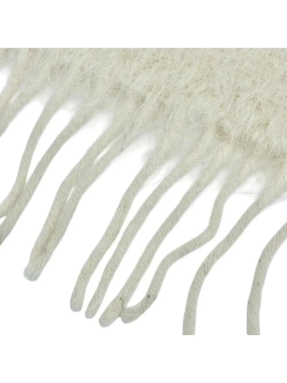 Loewe Wool Mohair Anag Lambskin Patch Border Fringe Long Scarf Ivory Multicolor